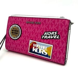 Michael Kors Large Double Zip Wallet Wristlet Dragonfruit